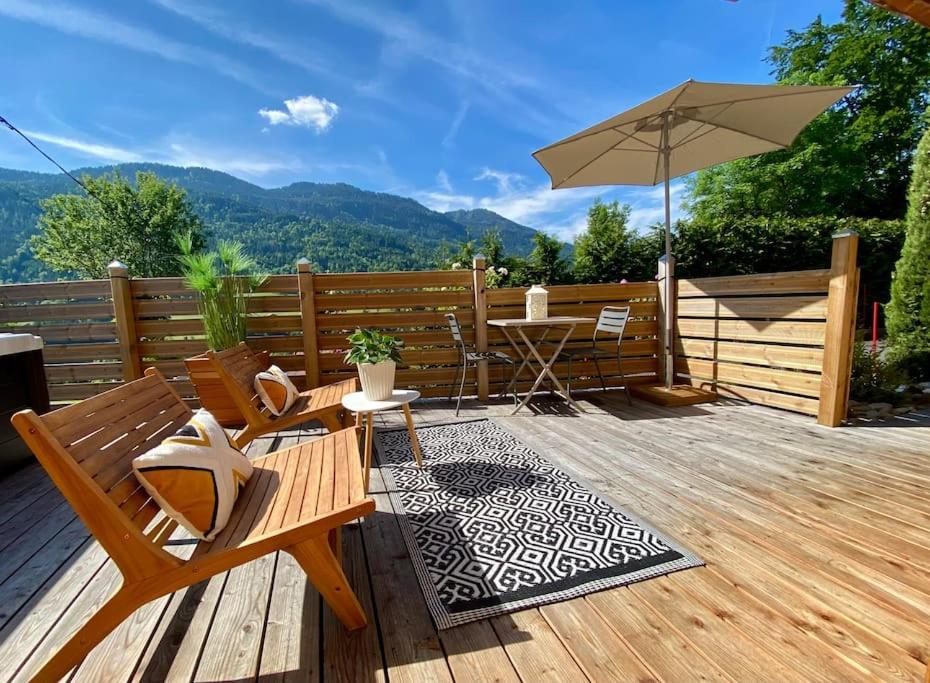 Androsace Appartement Dans Chalet Bois Avec Jacuzzi Privatif Terrasse Et Vue Montagne Les Villards-sur-Thônes Exterior foto